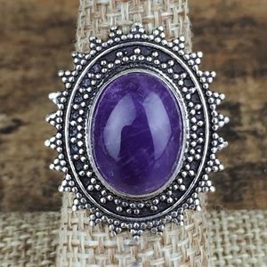 Purple Amethyst Stone Ring Size 7